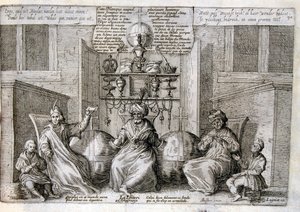 17. Jahrhundert gravierte Illustration aus einer Sammlung von Sprichwörtern. Paris 1657-1663. Von Jacques Lagniet (1620-1675). Französischer Graveur. Von ihm viele sozialkritische Gravuren und Spottbilder wie seine manchmal grotesken und fantastischen Illu