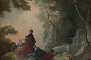 Galante Gesellschaft an einem Brunnen