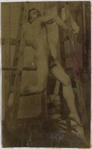 Studie eines männlichen Aktmodells im Atelier von Jacques de Lalaing