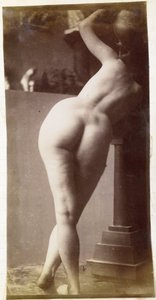 Studie eines weiblichen Aktmodells, von hinten gesehen, im Atelier von Jacques de Lalaing, Vorstudie für einen kreisförmigen Brunnen