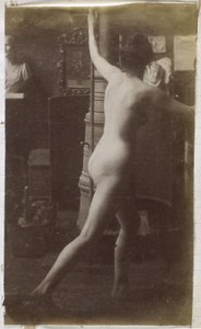 Studie eines weiblichen Aktmodells, von hinten gesehen, im Atelier von Jacques de Lalaing