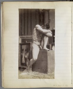 Studie eines sitzenden männlichen Aktmodells im Atelier von Jacques de Lalaing von Jacques Lalaing (attributed to)