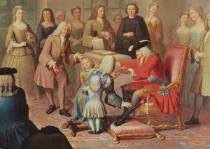 Philipp V. von Spanien verleiht den Goldenen Vlies an den Marschall von Tesse als französischer Botschafter in Spanien im Jahr 1724
