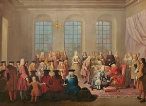 Philipp V. von Spanien verleiht den Goldenen Vlies an den Marschall von Tesse als französischer Botschafter in Spanien im Jahr 1724