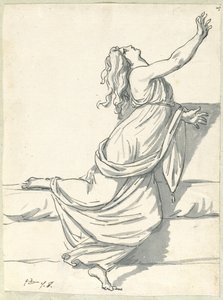 Eine verzweifelte Frau mit zurückgeworfenem Kopf von Jacques Louis David