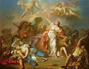 Apollo und Diana greifen die Kinder der Niobe an von Jacques Louis David