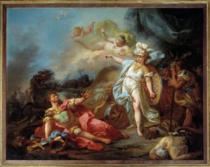 Schlacht von Minerva gegen Mars. Gemälde von Jacques Louis David (1748-1825)