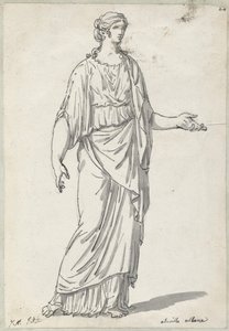 Klassische Skulptur einer Frau mit ausgestrecktem Arm von Jacques Louis David