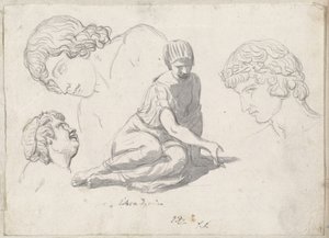 Würfelspieler und andere Studien nach antiken Skulpturen von Jacques Louis David