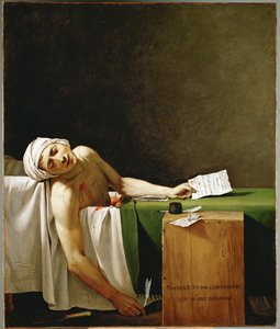 Jean Paul Marat, Politiker und Publizist, tot in seiner Badewanne, ermordet von Charlotte Corday von Jacques Louis David