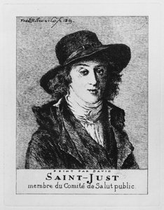 Louis Antoine Léon de Saint-Just, graviert von Frédéric Désiré Hillemacher, 1869 von Jacques Louis David