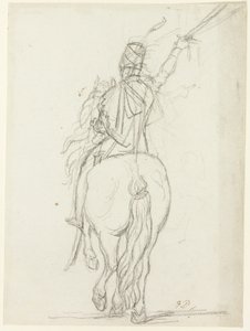 Berittener Offizier von hinten