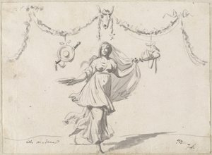 Ornament mit einer Frau in antiker Kleidung von Jacques Louis David