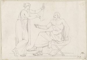 Sokrates und Diotima von Jacques Louis David