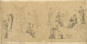 Studien klassischer Frauen mit Eros von Jacques Louis David