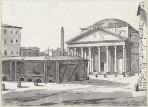 Das Pantheon vom Platz aus gesehen von Jacques Louis David
