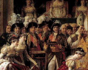 Der Ritus Napoleons. Detail, das Josephine, seine Anhänger und Philippe Henri, Marquis von Segur (1724-1801) darstellt von Jacques Louis David