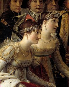 Das Ritual Napoleons. Detail, das Madame de la Rochefoucault und Madame Lavalette während der Krönung von Kaiser Napoleon I. und Kaiserin Josephine in Notre-Dame de Paris am 2. Dezember darstellt