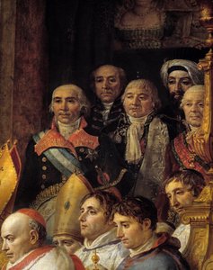 Der Ritus Napoleons. Detail, das die Botschafter darstellt (Admiral de Gravina (Botschafter von Spanien, gestorben 1805), General Armstrong (Botschafter der Vereinigten Staaten), Monsieur de Marescalchi (Minister der italienischen Republik), Mohamed sayd - von Jacques Louis David