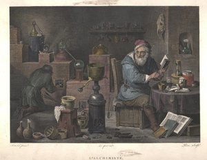 Der Alchemist nach einem Gemälde von David Teniers, spätes 18. Jahrhundert