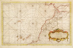 Karte der nordwestlichen Küste Afrikas, von der Straße von Gibraltar bis zu den Kanarischen Inseln von Jacques Nicolas Bellin
