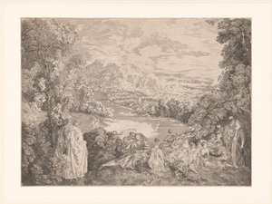 Elegante Gesellschaft in einer Landschaft