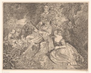 Elegante Gesellschaft musizierend im Garten von Jacques Philippe Le Bas