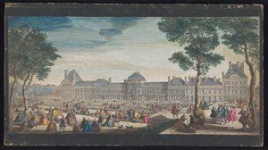 Ansicht des Palais des Tuileries in Paris vom Jardin des Tuileries aus