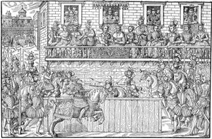 Das Turnier, bei dem Henri II tödlich verwundet wird, 1559 von Jacques Tortorel