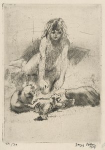 Minne und die trinkenden Katzen, aus der Suite Le bain de Minne von Jacques Villon