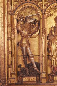 Altarbild der Kreuzigung, Detail von St. Georg vom linken Panel, aus der Kirche Chartreuse de Champmol, ca. 1391