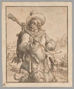 Ein Jäger mit einem toten Hasen und einem Hund (Studie für "Terra") von Jacques de Gheyn II