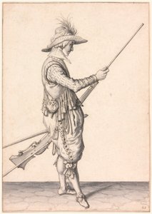 Ein Soldat lädt eine Muskete, "Ramme in Your Pouder"