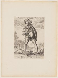 Soldat, bewaffnet mit Breitschwert und Schild, aus Offiziere und Soldaten der Leibgarde von Kaiser Rudolf II