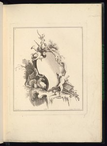 Entwurf für eine Kartusche mit pastoralen Motiven von Jacques de Lajoüe