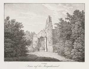 Ungarn, Ruinen auf der Margareteninsel von Jakob Alt