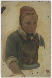 Brustbild eines kleinen Bauernmädchens von Jakob Becker