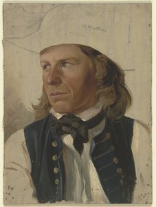 Junger Bauer in blauer Weste von Jakob Becker