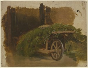 Karren mit geschnittenem Gras beladen von Jakob Becker