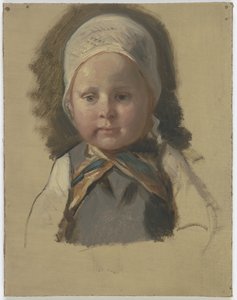 Kleines Kind mit weißem Häubchen von Jakob Becker