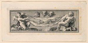 Vignette mit Engeln und Leidenswerkzeugen