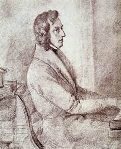 Porträt von Frédéric Chopin (1810-1849), polnischer Komponist. Zeichnung von Gotzenberger von Jakob Götzenberger