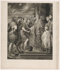 Hl. Ambrosius verweigert Kaiser Theodosius den Zutritt zur Kirche in Mailand