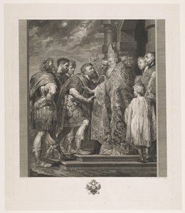 Der heilige Ambrosius verweigert Kaiser Theodosius den Zugang zur Kirche in Mailand von Jakob Matthias Schmutzer