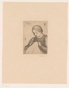 Porträt von Malvina Dedeyn mit Handarbeit von Jakob Smits