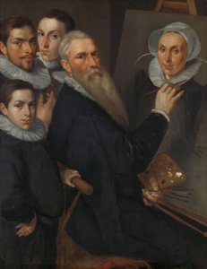 Selbstporträt des Malers mit seiner Familie, 1594 von Jakob Willemsz. Delff the Elder