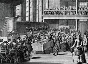 Abendessen der Anabaptisten, Gravur von Jacobus van der Schley aus Religiöse Zeremonien und Bräuche aller Völker der Welt