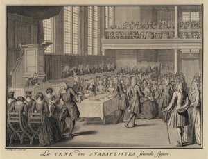 Abendmahl in einer täuferischen Kirche (Stich) von Jakob van der Schley