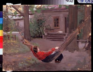 "Im Hängematte" Gemälde von Jakov Kalinichenko (1869-1938) 1903 Staatliches Regionales I. Pozhalostin Kunstmuseum, Ryasan
