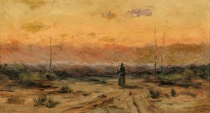 Frau am Meer bei Sonnenaufgang